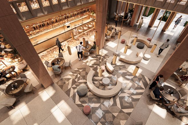 Lounge seating in the Grand Mirage lobby