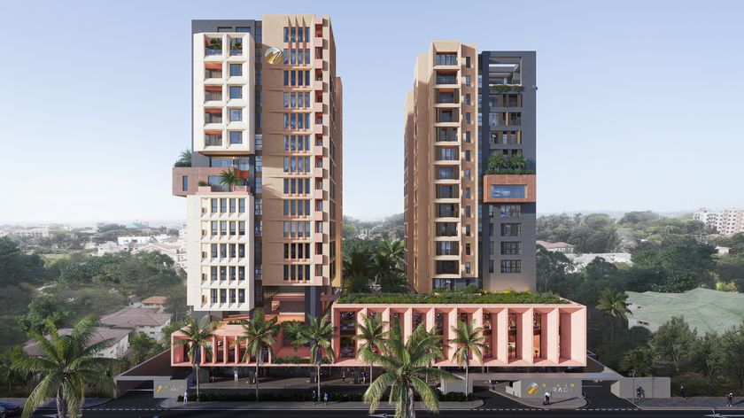 The Grand Mirage towers above the palms on Agostinho Neto Road
