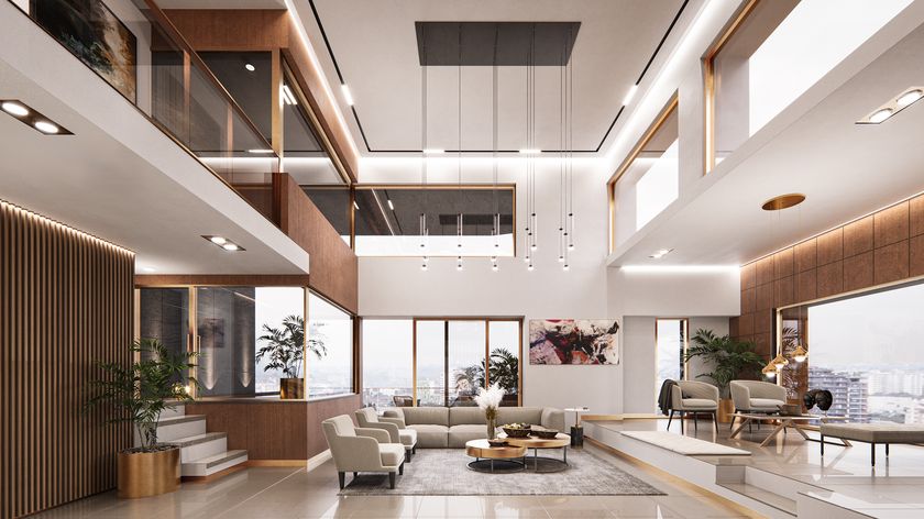 Double-height living room in a Grand Mirage VIP penthouse