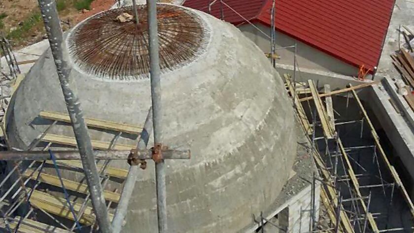 The dome of the Cantonments Police Mosque under construction